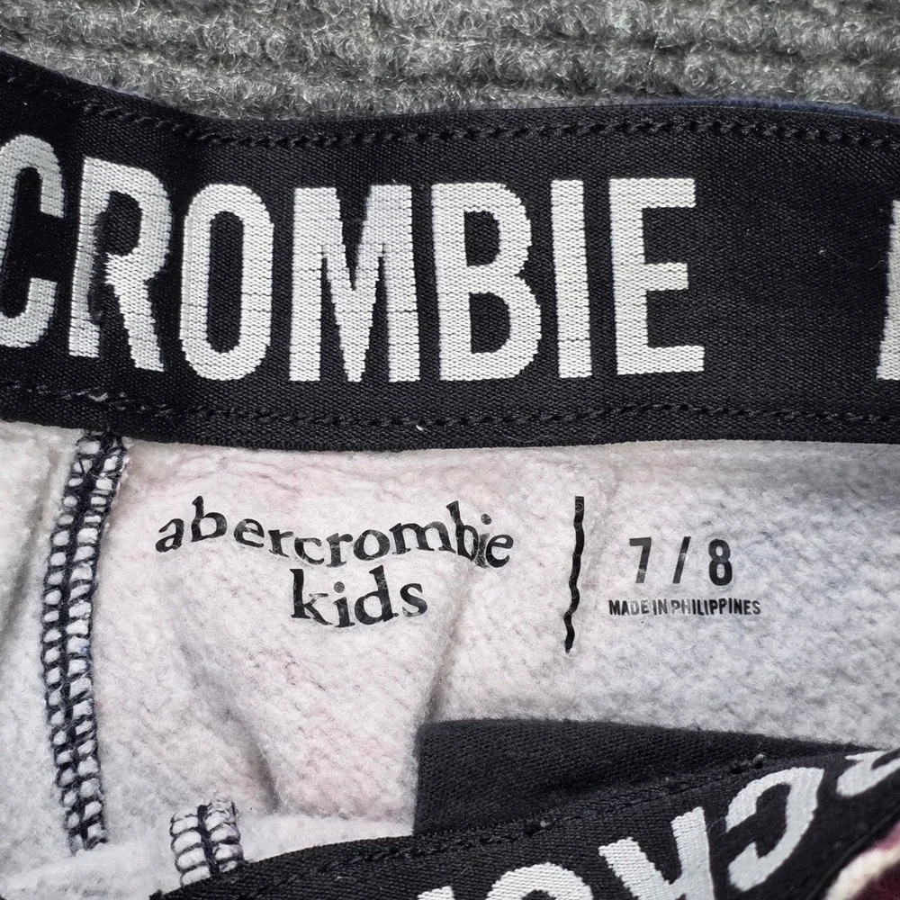 Abercrombie Marble Swirl Fleece Joggers Boy's Size 7/8 Blue Purple Elastic Waist